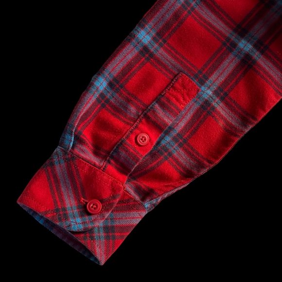 Duluth Trading Co. Plaid Long Sleeve Shirt Small EUC Red Blue Black Cotton Blend - Picture 10 of 14